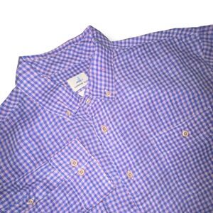 Johnnie-O Mens XL Purple Plaid Linen Button Down‎ Long Sleeve Shirt JMM1L4350